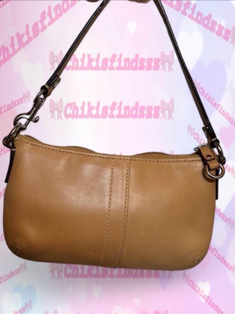 Coach Wristlet Camel Brown Leather Mini Purse Style F42371